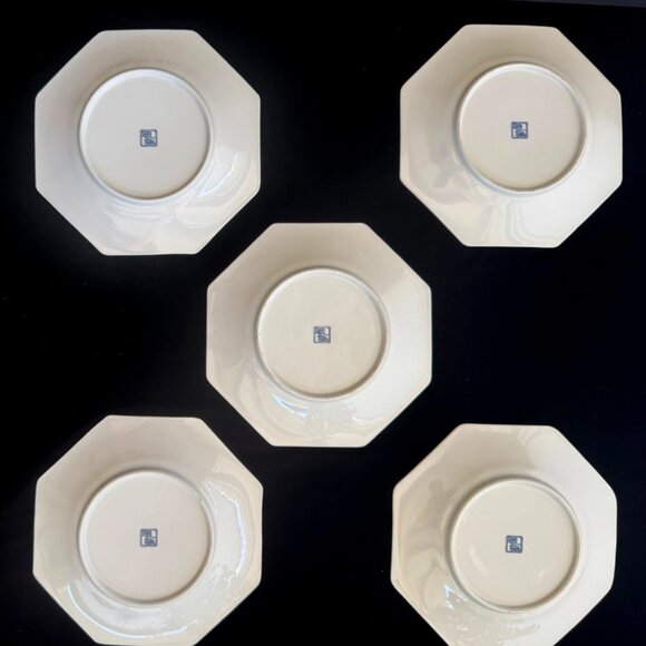 Set of 5 Vintage Otagiri Red Dragon Plates Octagon 7.25" Chinoiserie Japan 1960s - Picture 4 of 7